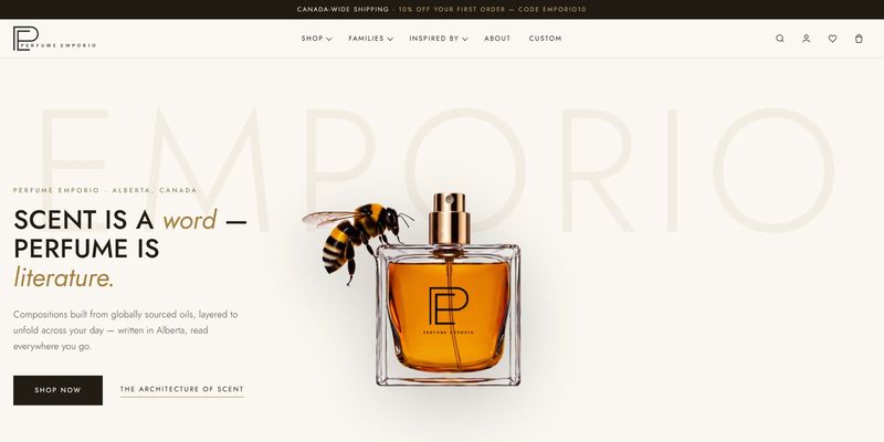 Home page of the Perfume Emporio website