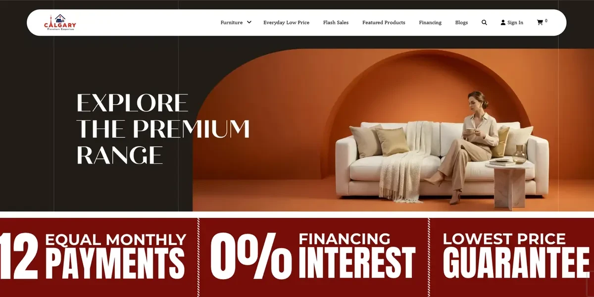 Home page of the Calgary Furniture Emporium website