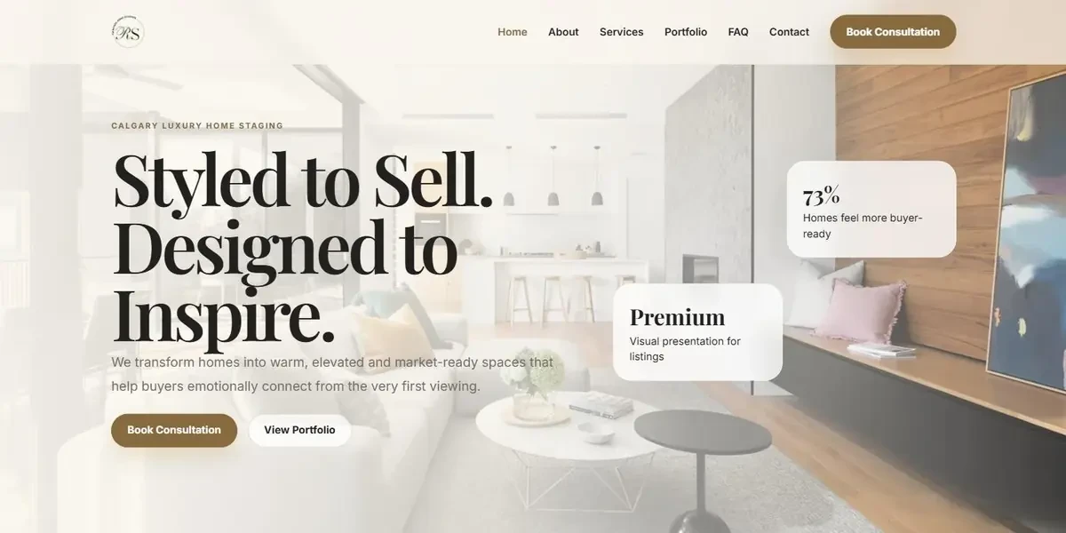 Home page of the Radiance Staging website